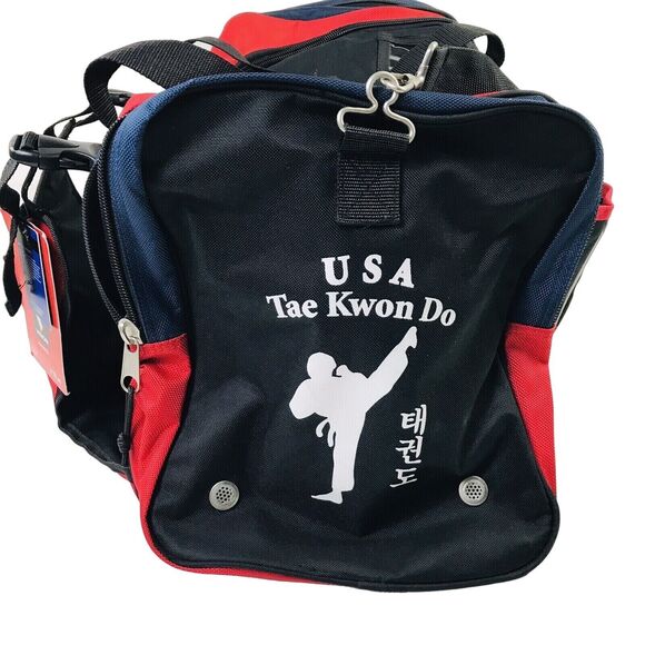 USA Tai Kwon Do Vision Deluxe Equipment Bag Black Red Blue 17"X 10"X 12" - Picture 2 of 15